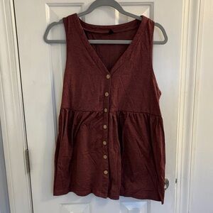 SHEIN Burgundy Sleeveless Button-Front Blouse